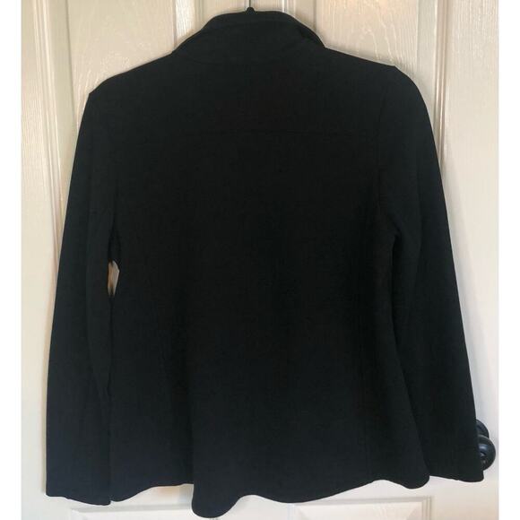 T by Talbots Women's Small Black Zip-Up Jacket White Details Lightweight Pockets - Picture 7 of 7